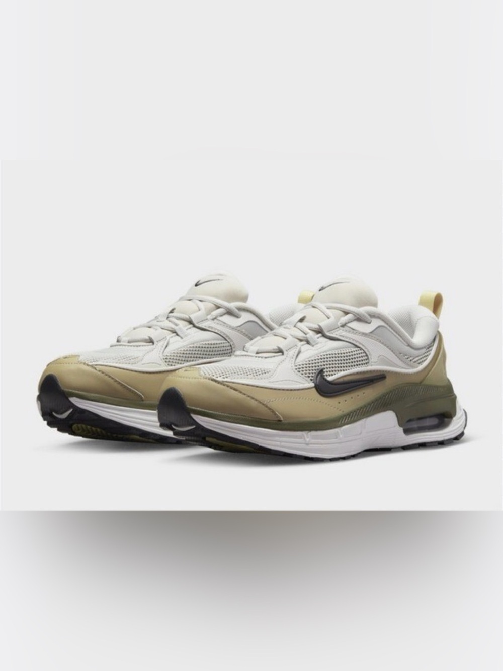 Nike Air Max Bliss White and Olive Green Sneakers sporty athletic athlete shoes